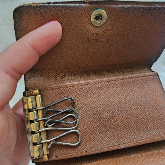 1990s Louis Vuitton 4 Ring Key Case Key Holder Monogram 4" x 2" RA1910 France - Picture 2 of 10